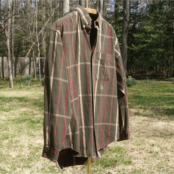 Vintage 90s Tommy Hilfiger Forest Plaid Button Up - Picture 3 of 7